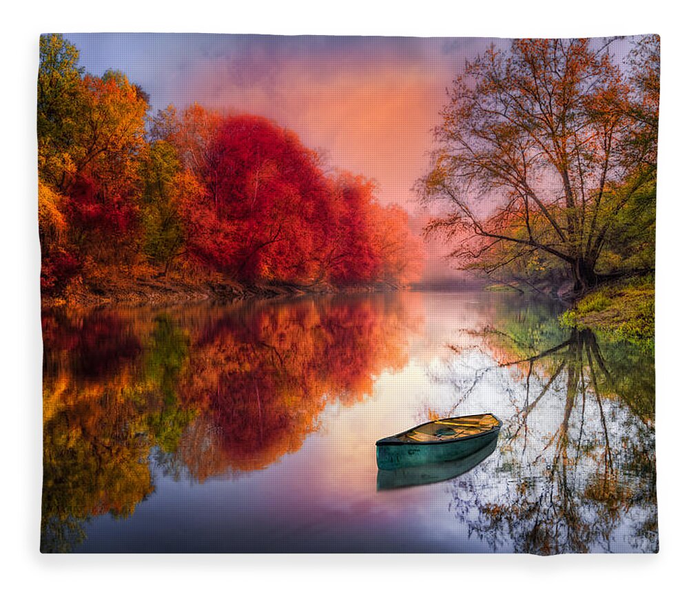 Appalachia Fleece Blanket featuring the photograph Beauty at the Lake by Debra and Dave Vanderlaan