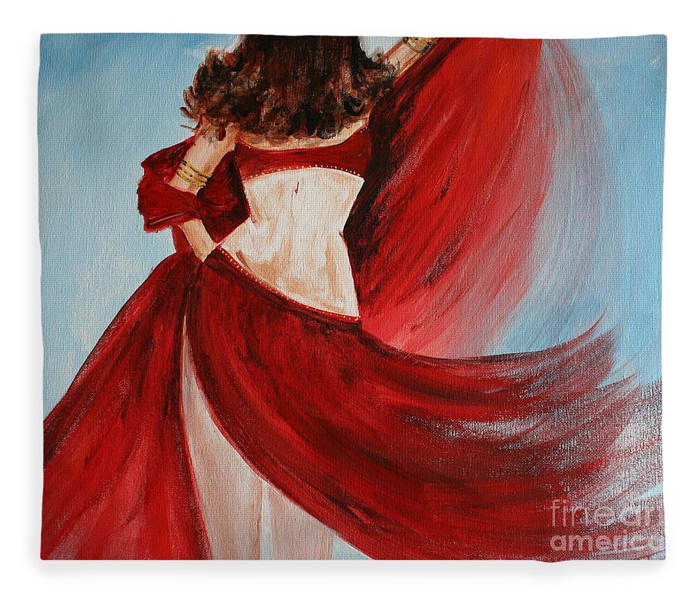 Belly Dancers Fleece Blanket featuring the painting Belly Dancer by Julie Lueders 