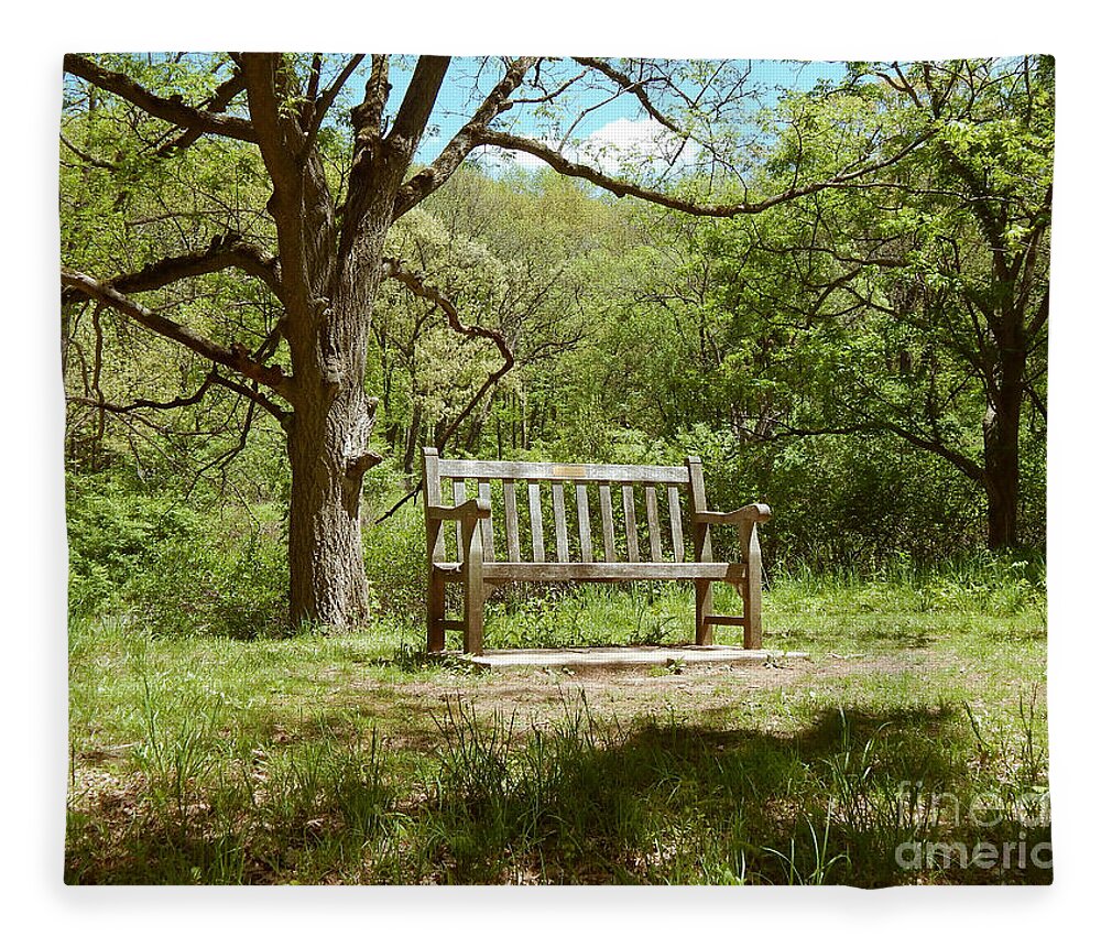 Photography Fleece Blanket featuring the photograph Bench In Nature by Phil Perkins