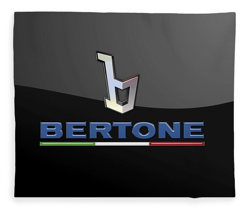 'auto Badges' Collection By Serge Averbukh Fleece Blanket featuring the photograph Bertone - 3 D Badge On Black by Serge Averbukh