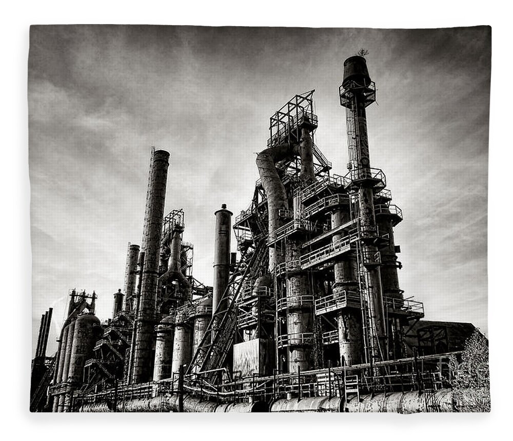 Bethlehem Fleece Blanket featuring the photograph Bethlehem Steel by Olivier Le Queinec