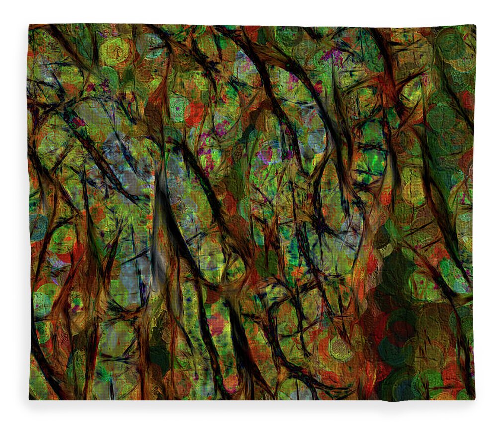 Abstract Fleece Blanket featuring the digital art Between The Lines by Leslie Montgomery