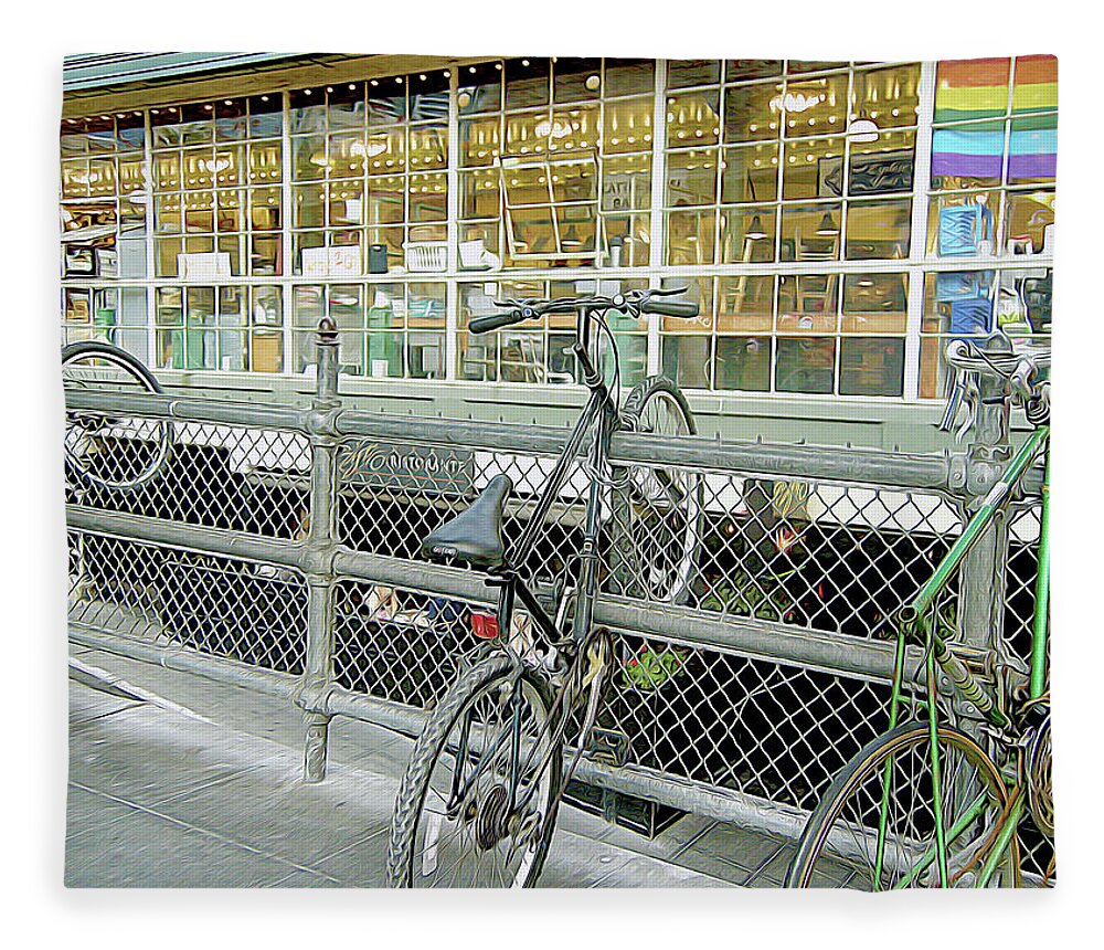 Bicycle Rack Fleece Blanket featuring the photograph Bicycle Rack by Linda Carruth