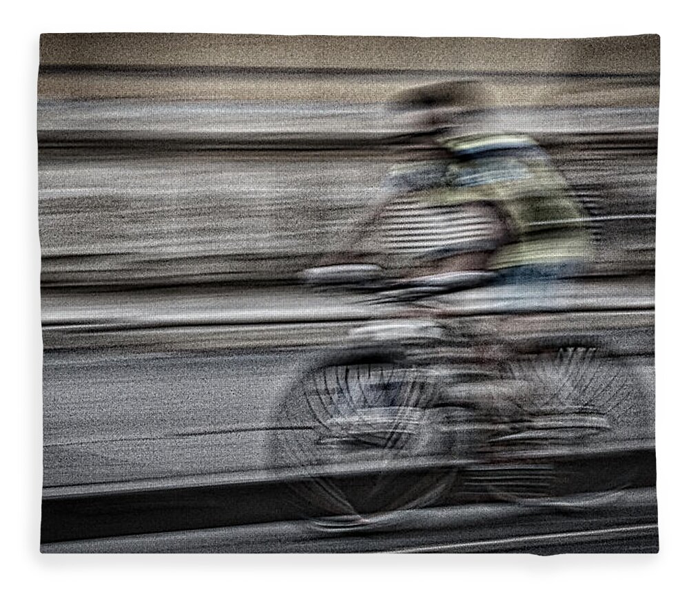 Abstract Fleece Blanket featuring the photograph Bicycle Rider Abstract by Stuart Litoff