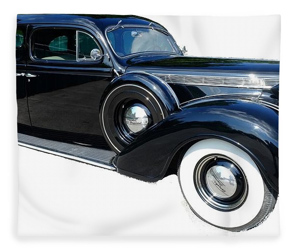 Vintage Fleece Blanket featuring the photograph 1937 Black Chrysler Imperial by Stacie Siemsen
