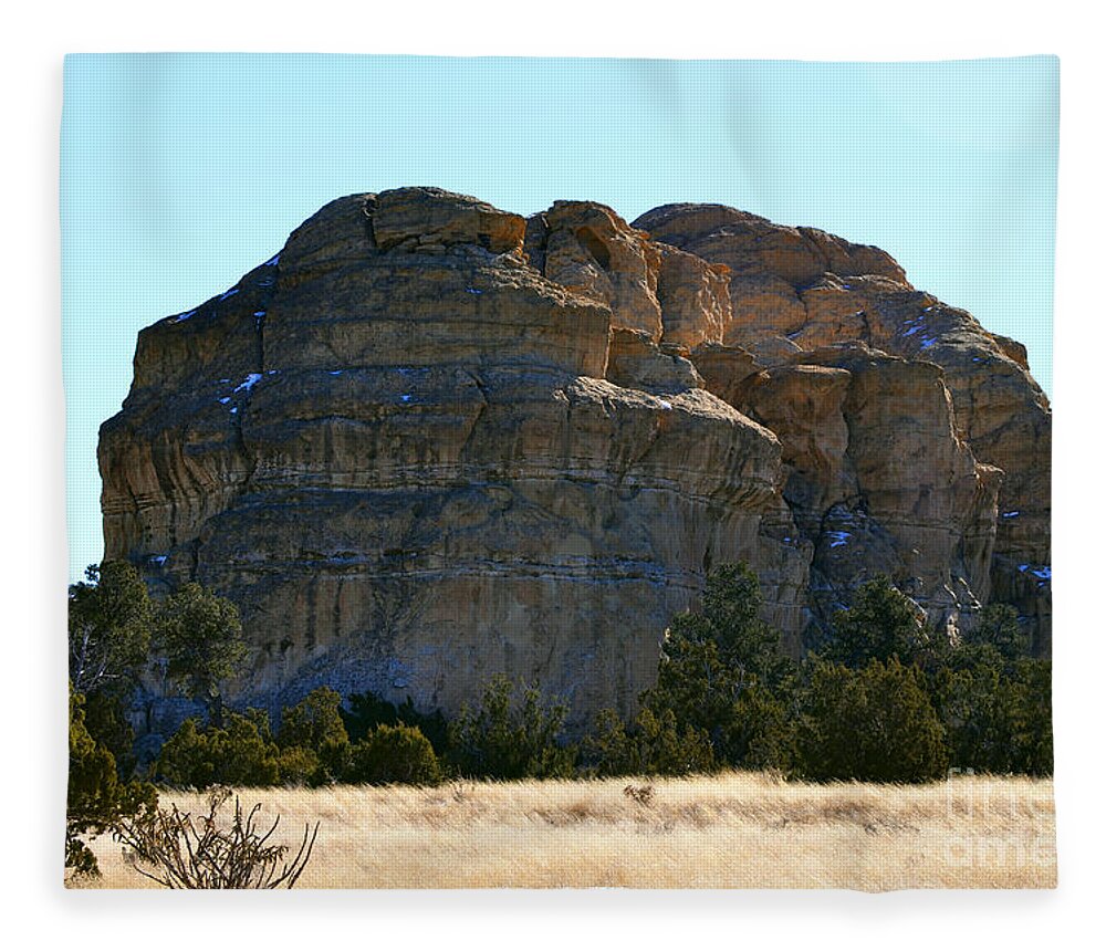 Southwest Landscape Fleece Blanket featuring the photograph Big frickin rock by Robert WK Clark