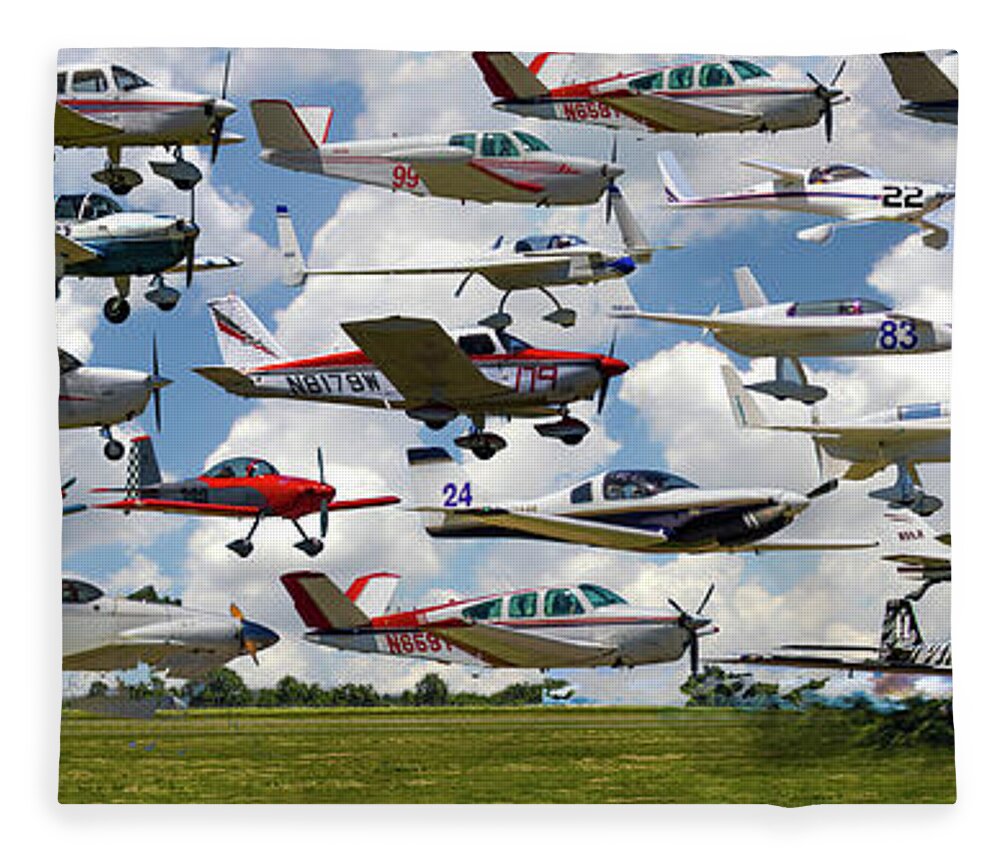 Big Muddy Air Race Fleece Blanket featuring the photograph Big Muddy Fly-By Collage by Jeff Kurtz