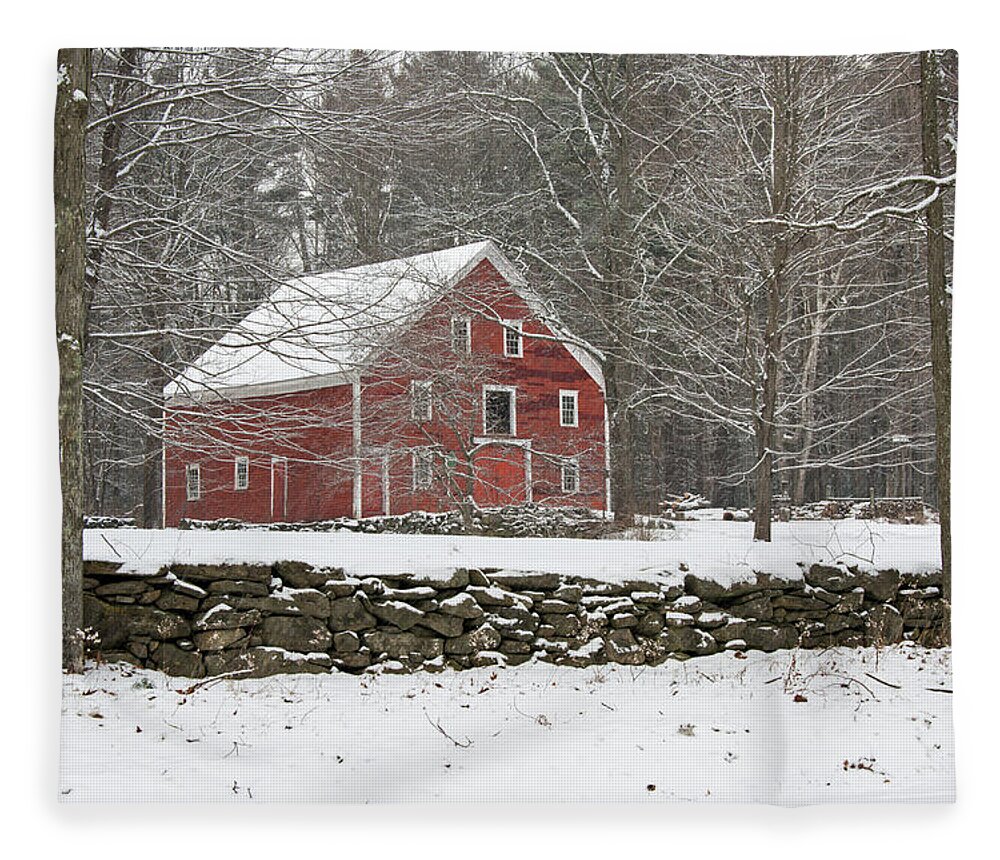 Garage Fleece Blanket featuring the photograph Big Red Barn by Brett Pelletier