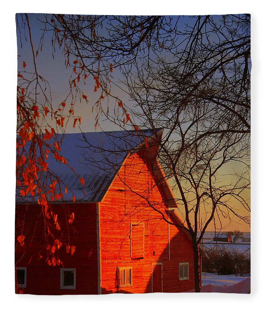 Barn Fleece Blanket featuring the photograph Big red barn by Julie Lueders 