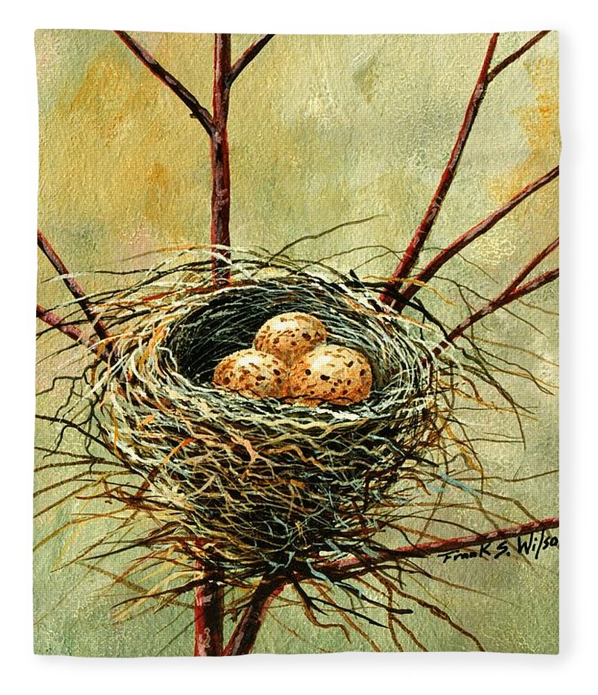 Still Life Fleece Blanket featuring the painting Bird Nest by Frank Wilson