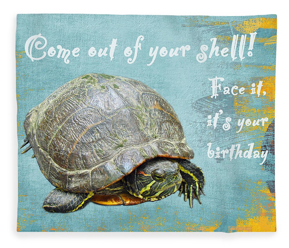 Birthday Fleece Blanket featuring the photograph Birthday Card - Painted Turtle by Carol Senske