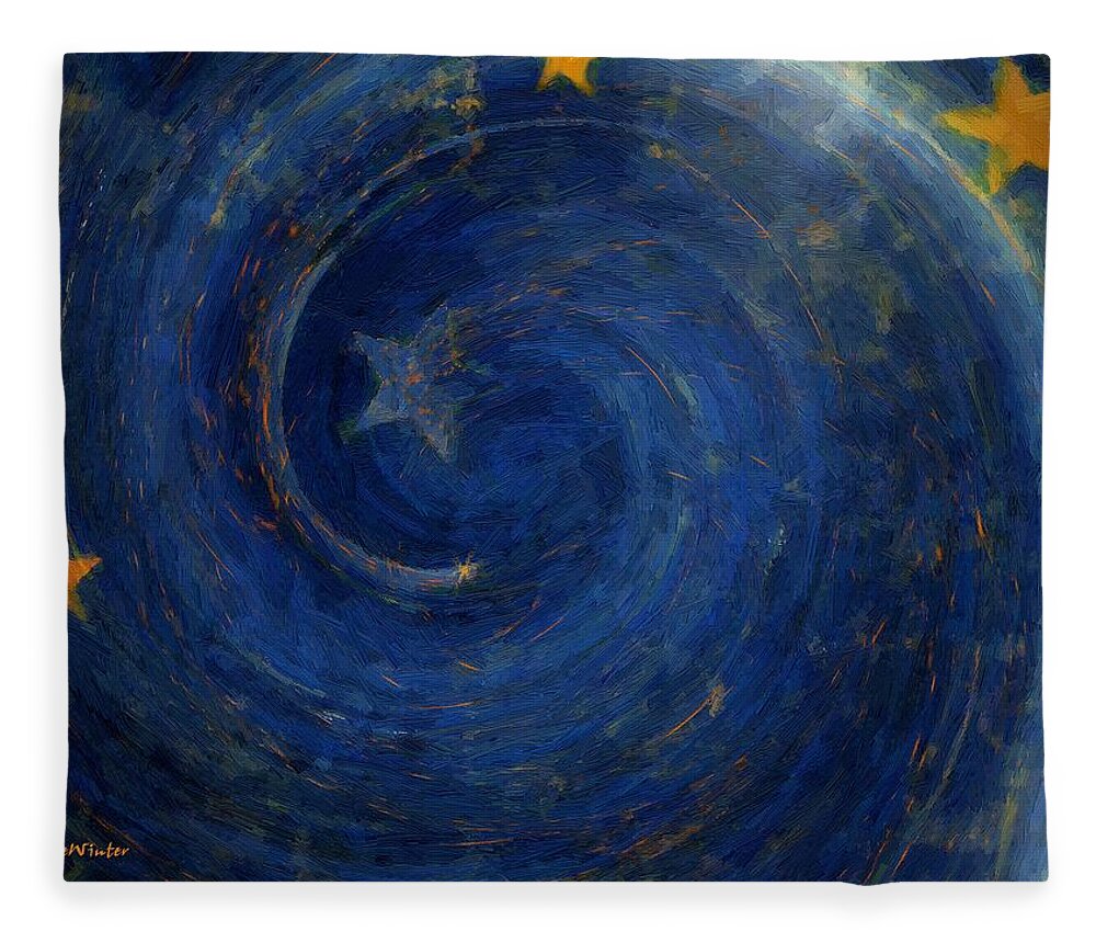 Stars Fleece Blanket featuring the painting Birthed in Stars by RC DeWinter