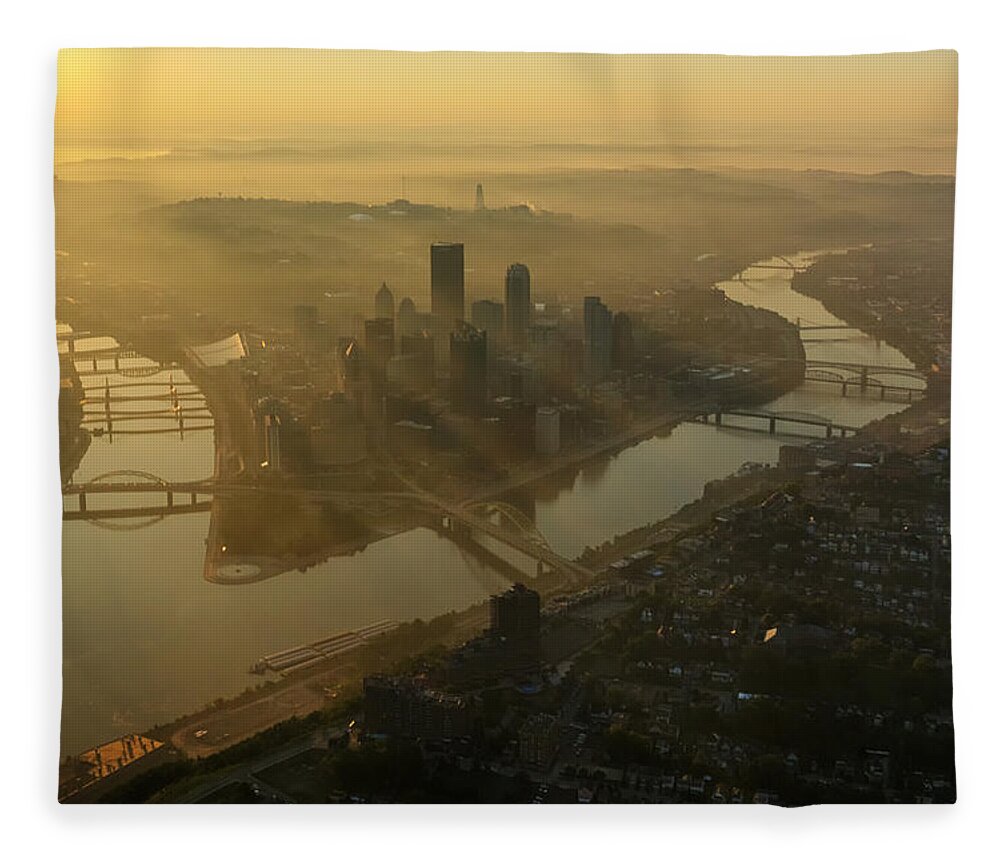 Pittsburgh Fleece Blanket featuring the photograph Black and Gold by Amanda Jones