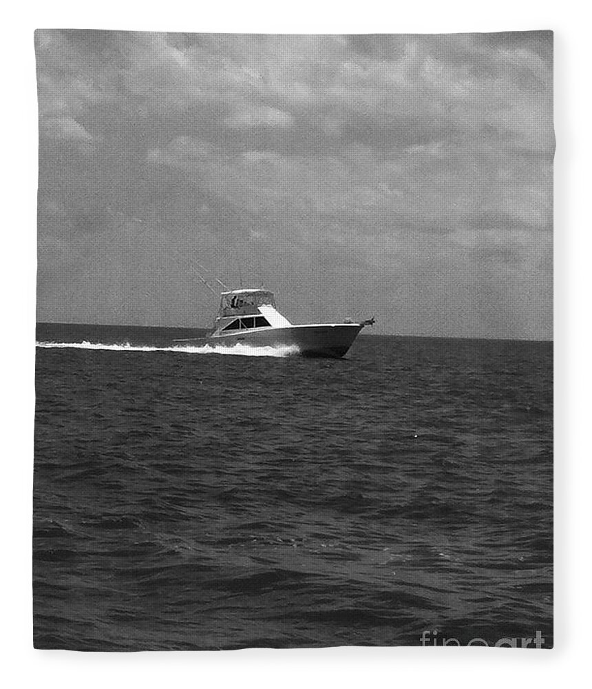 Boat Fleece Blanket featuring the photograph Black and white boating by WaLdEmAr BoRrErO
