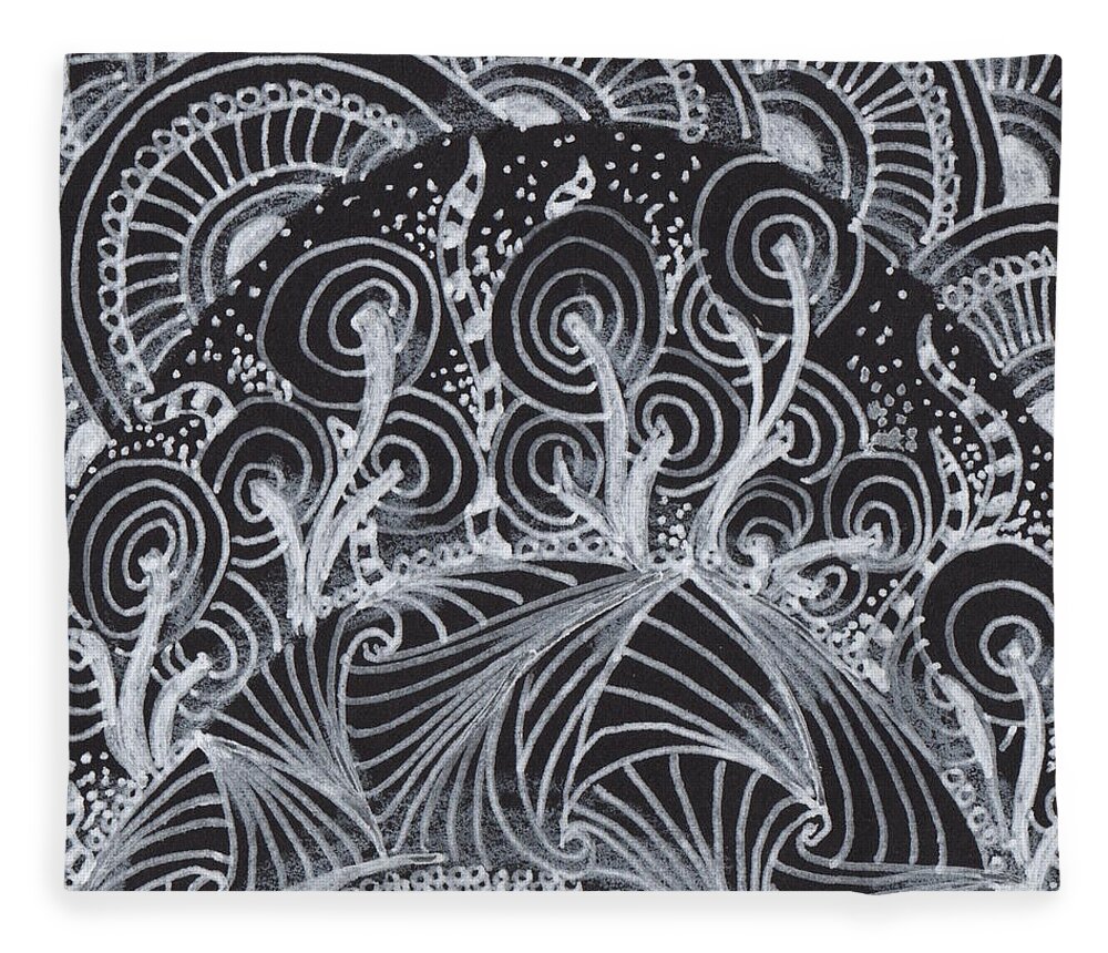 Zentangle Fleece Blanket featuring the drawing Black Hills Sunrise by Jan Steinle