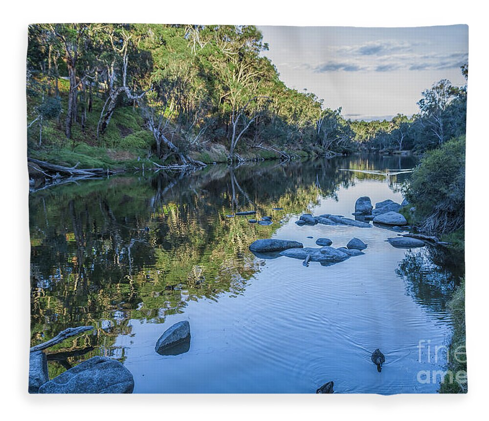 Blackwood Fleece Blanket featuring the photograph Blackwood River Rocks, Bridgetown, Western Australia by Elaine Teague