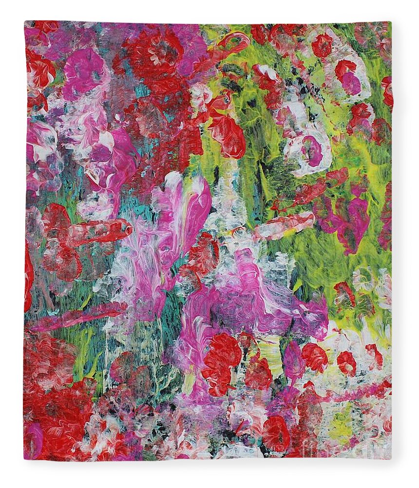 Colors Of Bliss Contentment Delight Elation Enjoyment Euphoria Exhilaration Jubilation Laughter Optimism  Peace Of Mind Pleasure Prosperity Well-being Beatitude Blessedness Cheer Cheerfulness Content Fleece Blanket featuring the painting Bliss by Sarahleah Hankes