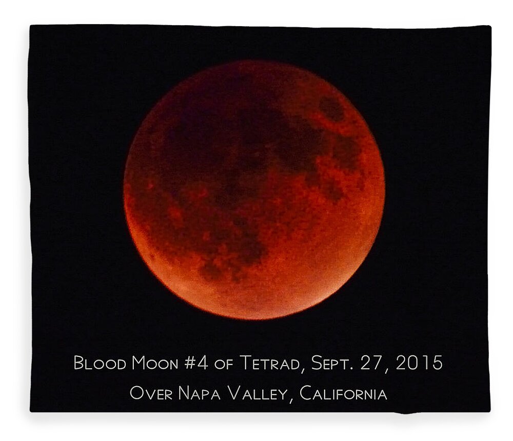 Blood Moon Fleece Blanket featuring the photograph Blood Moon #4 of 2014-2015 Tetrad by Brian Tada