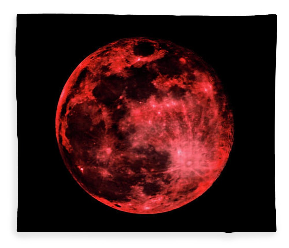 Moon Fleece Blanket featuring the photograph Blood Red Moonscape 3644B by Ricardos Creations