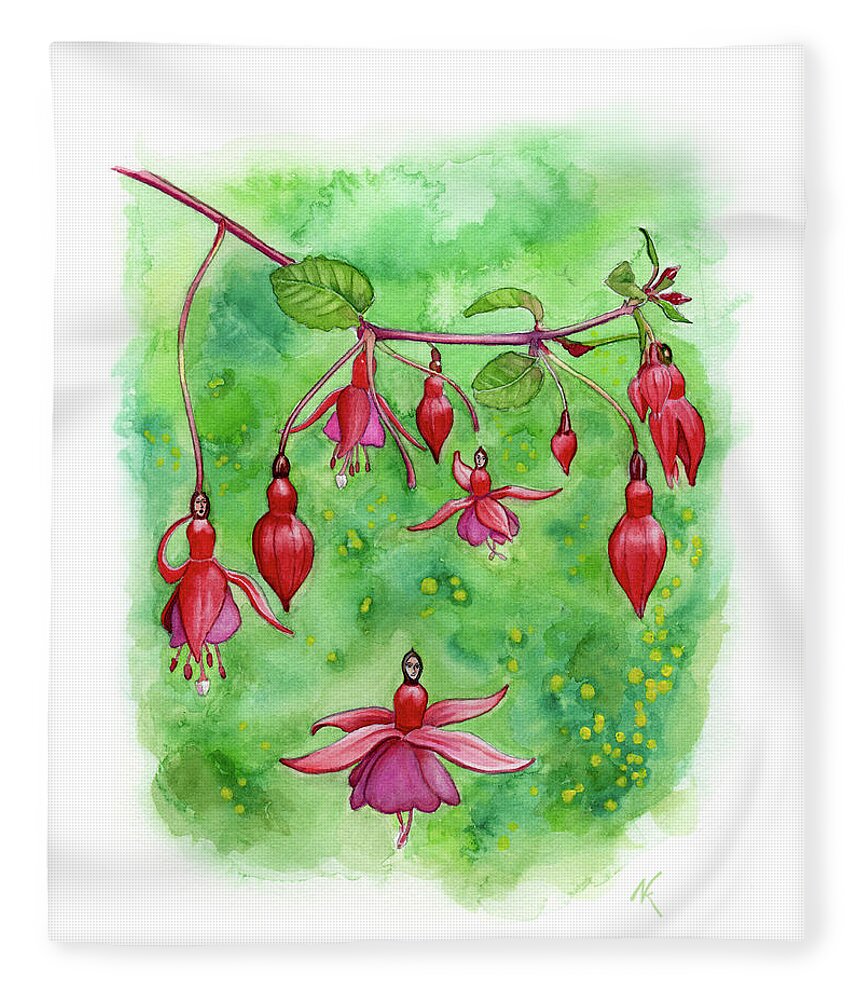 Tree Fleece Blanket featuring the painting Blossom Fairies by Norman Klein