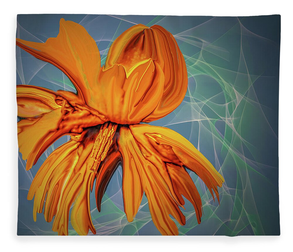 Blue And Yellow Fleece Blanket featuring the digital art Blue And Yellow #h6 by Leif Sohlman