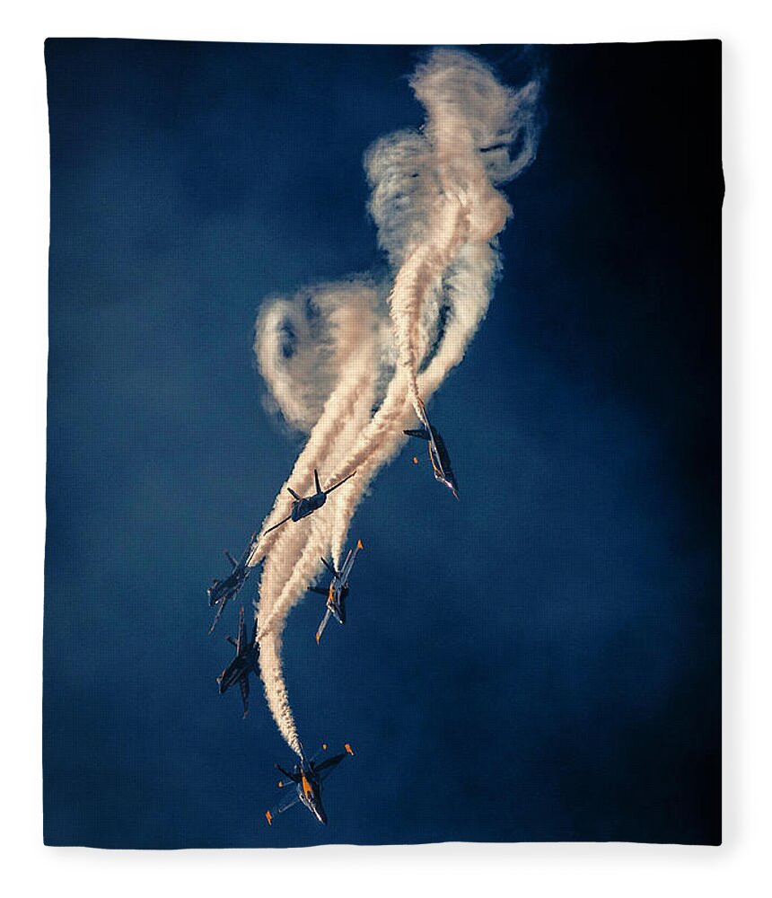 Blue Angels Fleece Blanket featuring the photograph Blue Angels Breakout by John A Rodriguez