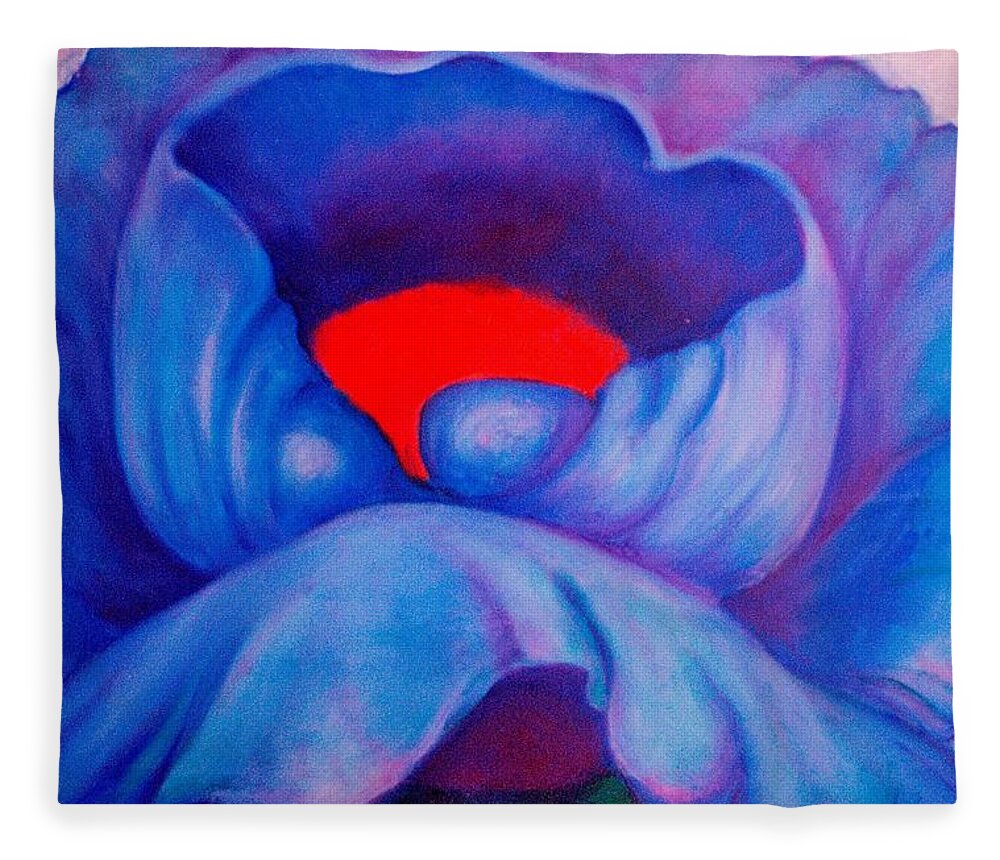Blue Bloom Fleece Blanket featuring the painting Blue Bloom by Jordana Sands