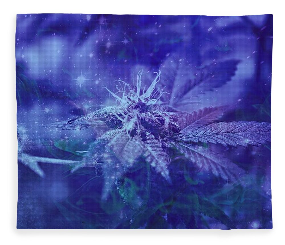 Cannabis Fleece Blanket featuring the photograph Blue Buds by Erin Hayes