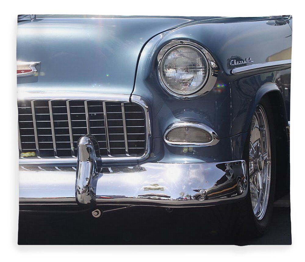 Blue Fleece Blanket featuring the photograph Blue Chevrolet by Jeff Floyd CA
