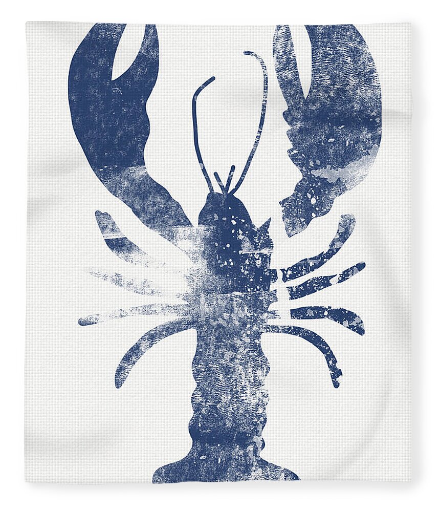 Cape Cod Fleece Blanket featuring the painting Blue Lobster- Art by Linda Woods by Linda Woods