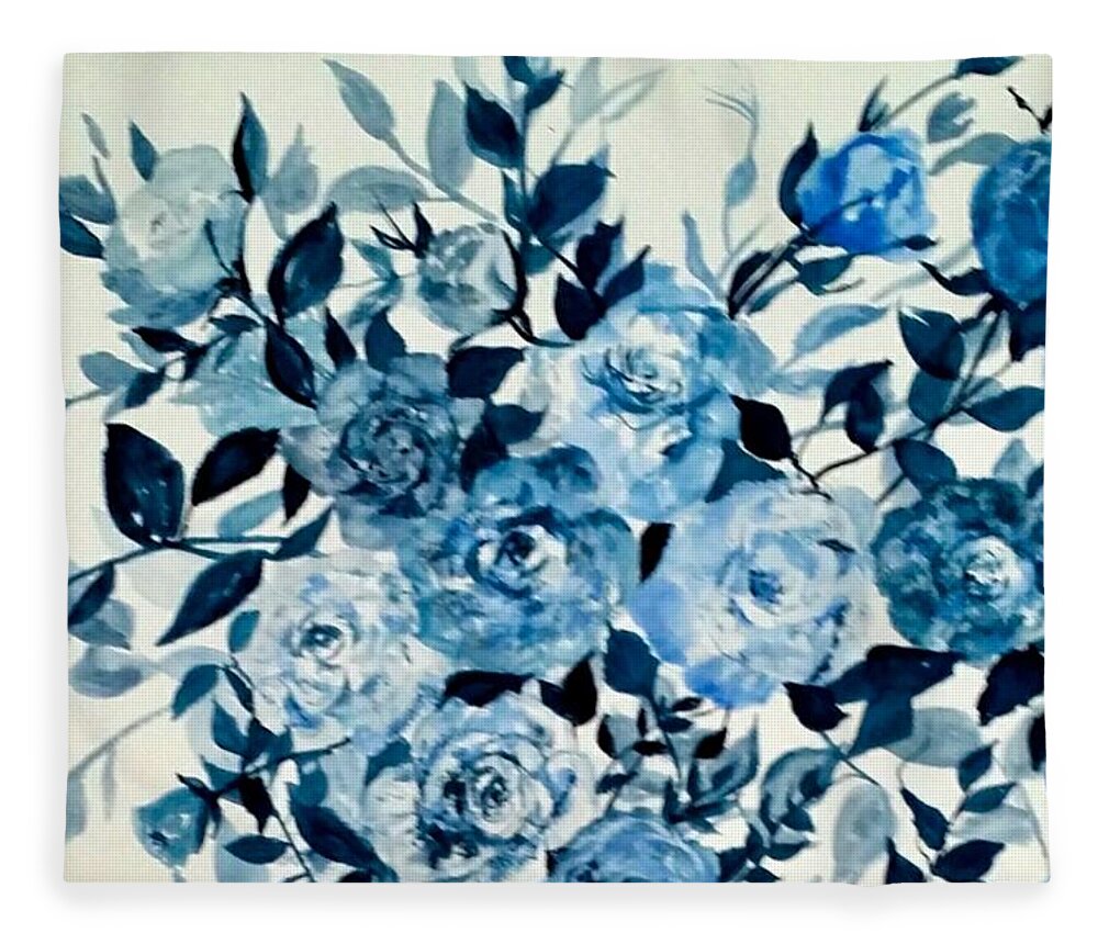 Delft Fleece Blanket featuring the painting Blue Love by Cheryl Wallace