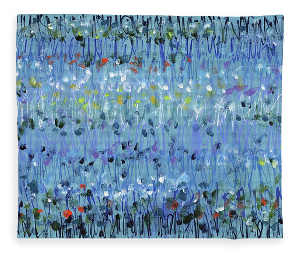 Landscape Fleece Blanket featuring the painting Blue Mirage by Lynne Taetzsch