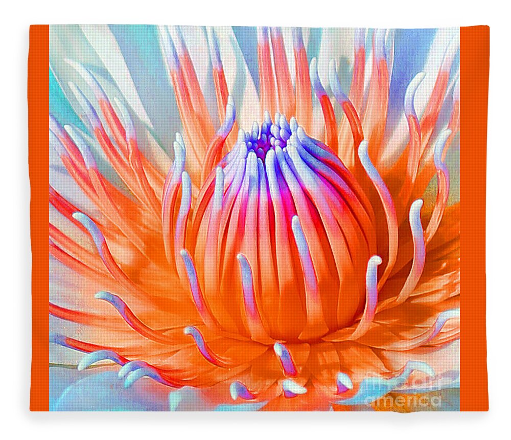 Blue Orange Lily Fleece Blanket featuring the photograph Blue Orange Lily by Jennifer Robin