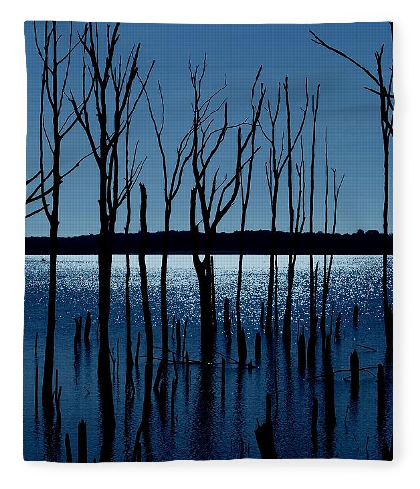 Nature Landscapes Fleece Blanket featuring the photograph Blue Reservoir - Manasquan Reservoir by Angie Tirado