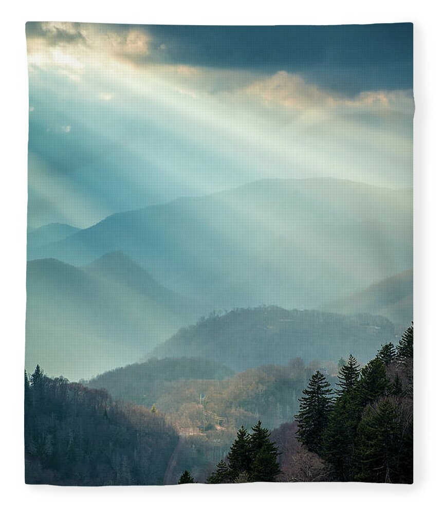 Landscape Fleece Blanket featuring the photograph Blue Ridge Parkway NC Blue Light Special by Robert Stephens