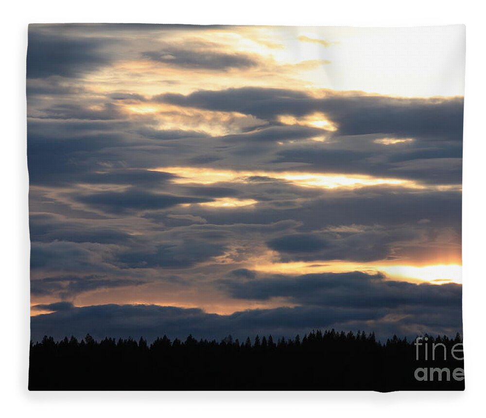 Clouds Fleece Blanket featuring the photograph Blue Sunset by Carol Groenen
