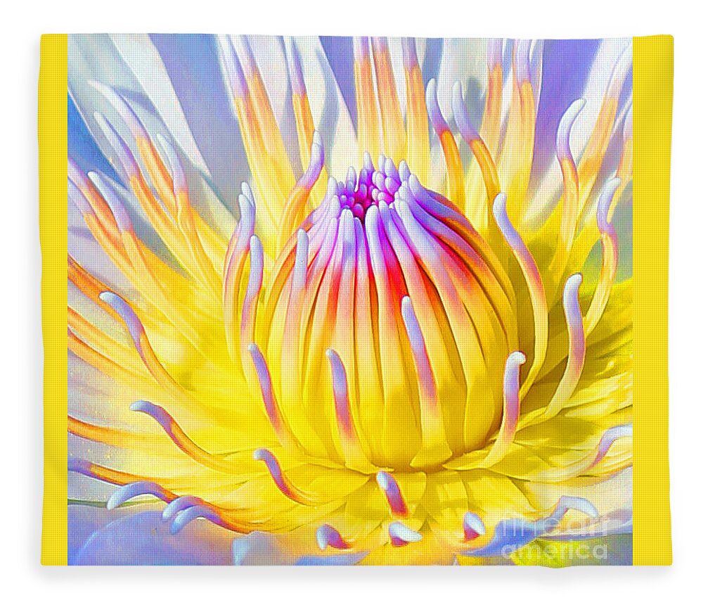  Blue Lotuses Fleece Blanket featuring the photograph Blue Yellow Lily by Jennifer Robin