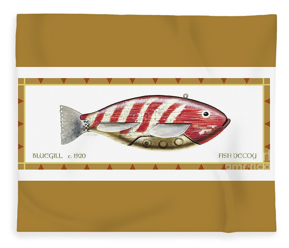 Jq Licensing Fleece Blanket featuring the painting Bluegill Ice Spearing Decoy by Jon Q Wright