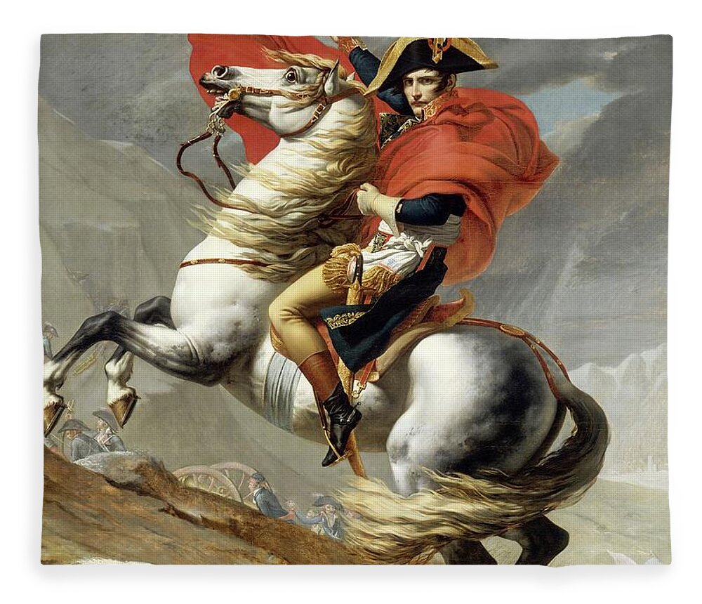 Napoleon Fleece Blanket featuring the painting Bonaparte Crossing the Alps by Jacques Louis David