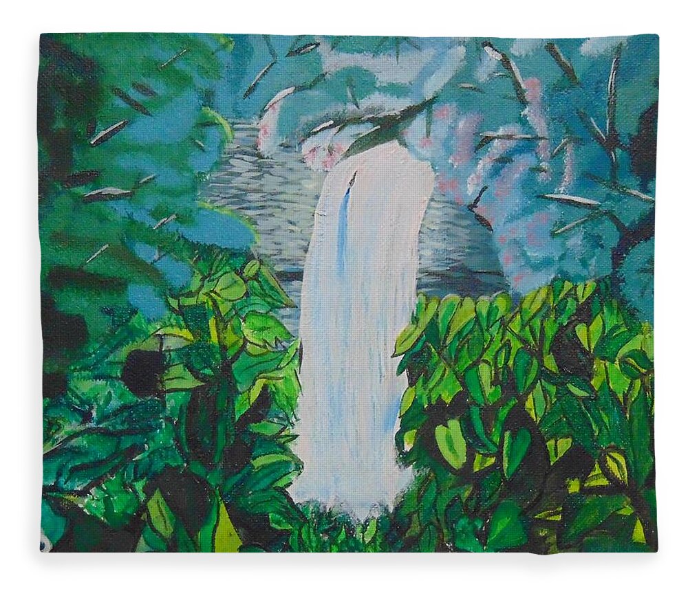 Waterfall Fleece Blanket featuring the painting Borer's Falls by David Bigelow