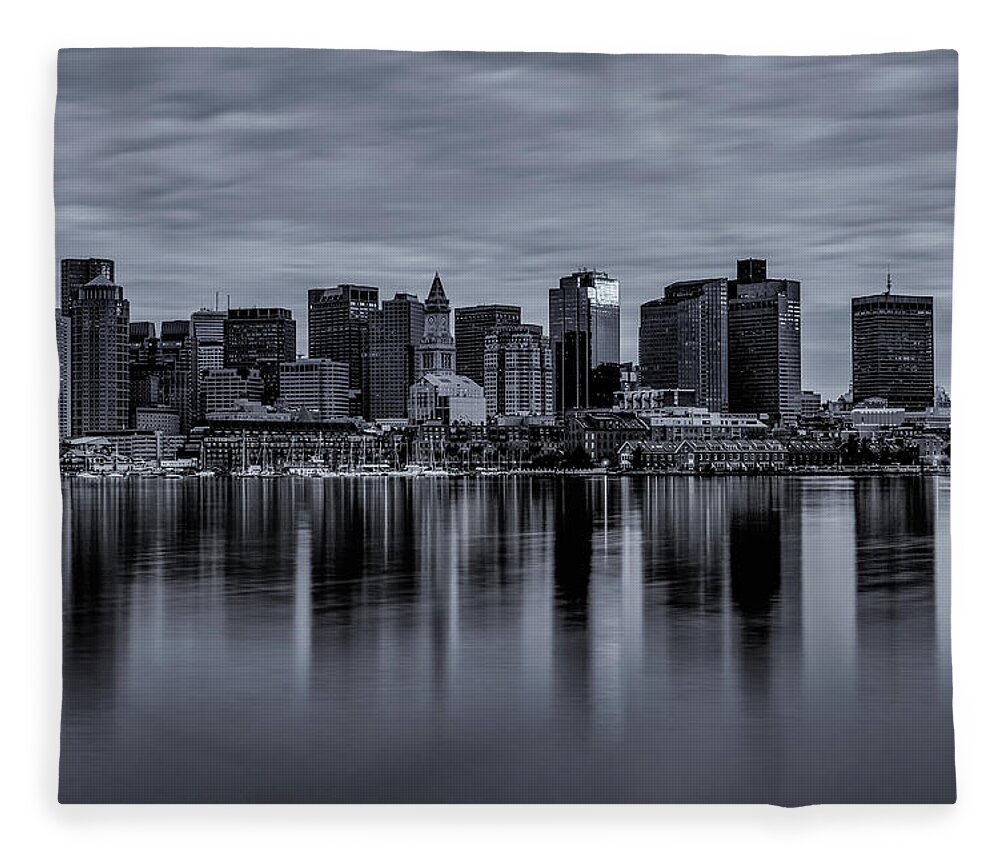 Boston Fleece Blanket featuring the photograph Boston in Monochrome by Rob Davies