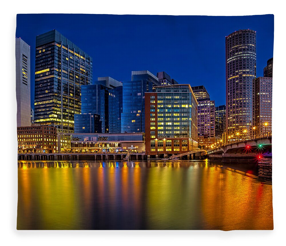 Boston Fleece Blanket featuring the photograph Boston Skyline Twilight by Susan Candelario