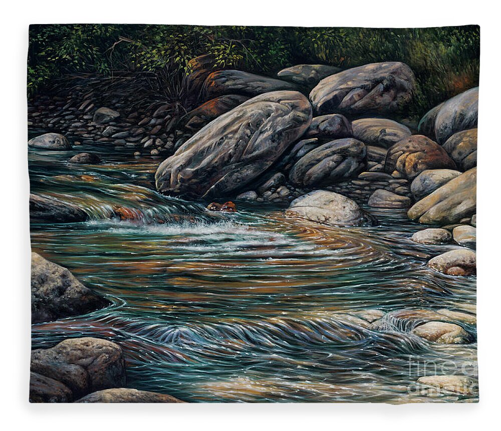 Landscape Fleece Blanket featuring the painting Boulders at Jemez by Ricardo Chavez-Mendez