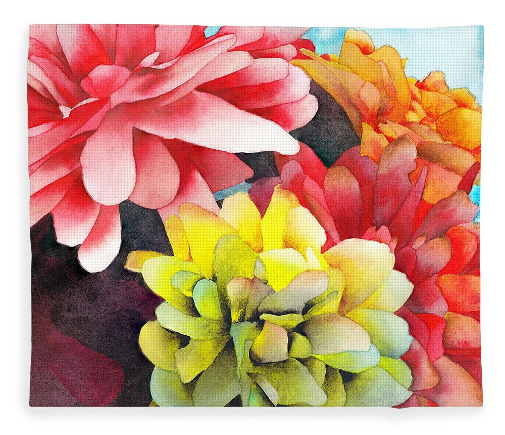 Watercolor Fleece Blanket featuring the painting Bouquet by Ken Powers