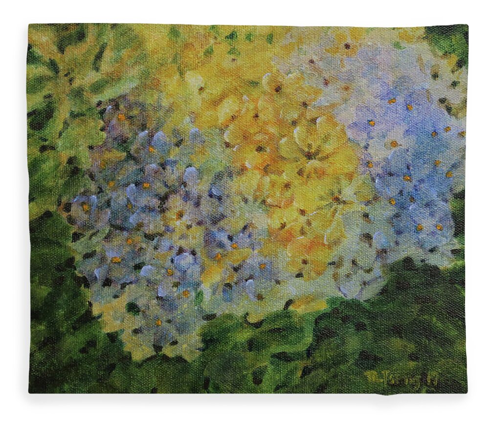 Flowers Fleece Blanket featuring the painting Bouquet by Milly Tseng