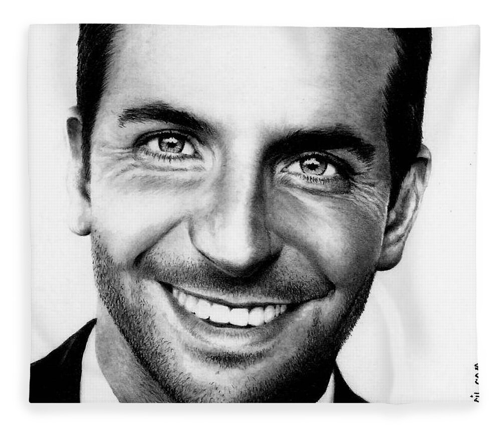 Bradley Cooper Fleece Blanket featuring the drawing Bradley Cooper by Rick Fortson