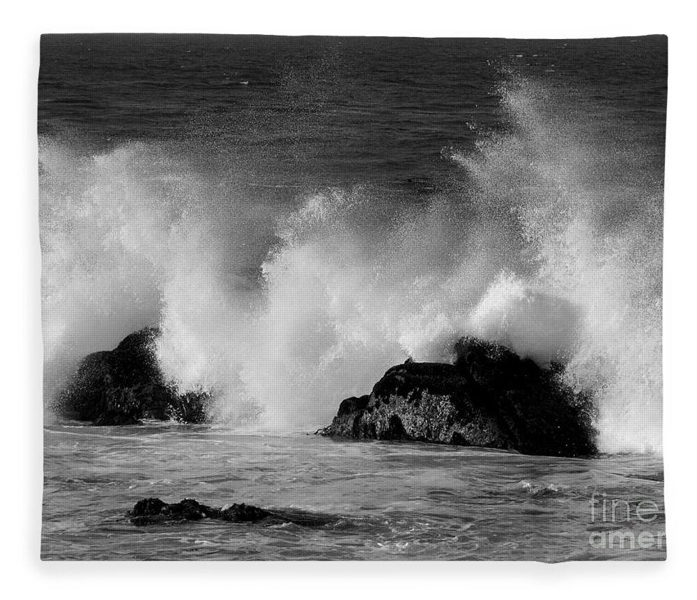 Pacific Grove Fleece Blanket featuring the photograph Breaking Wave at Pacific Grove by James B Toy