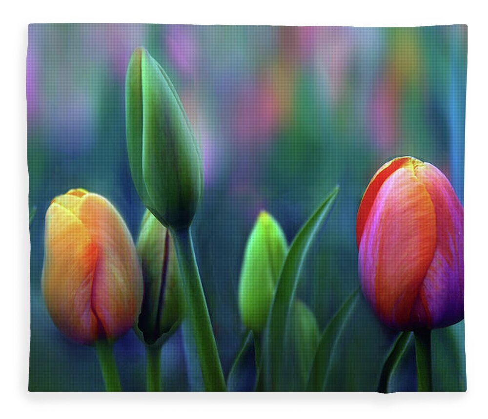 Tulips Fleece Blanket featuring the photograph Breezy by Jessica Jenney