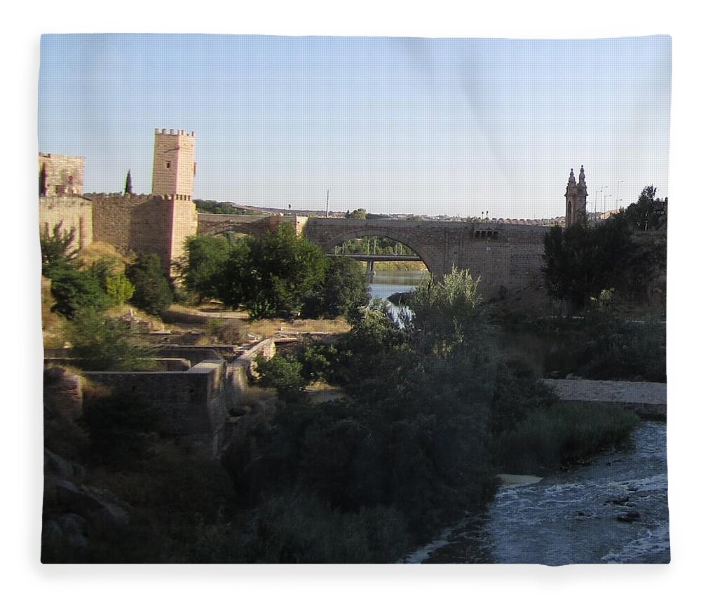 Toledo Fleece Blanket featuring the photograph Bridge Across Toledo by John Shiron