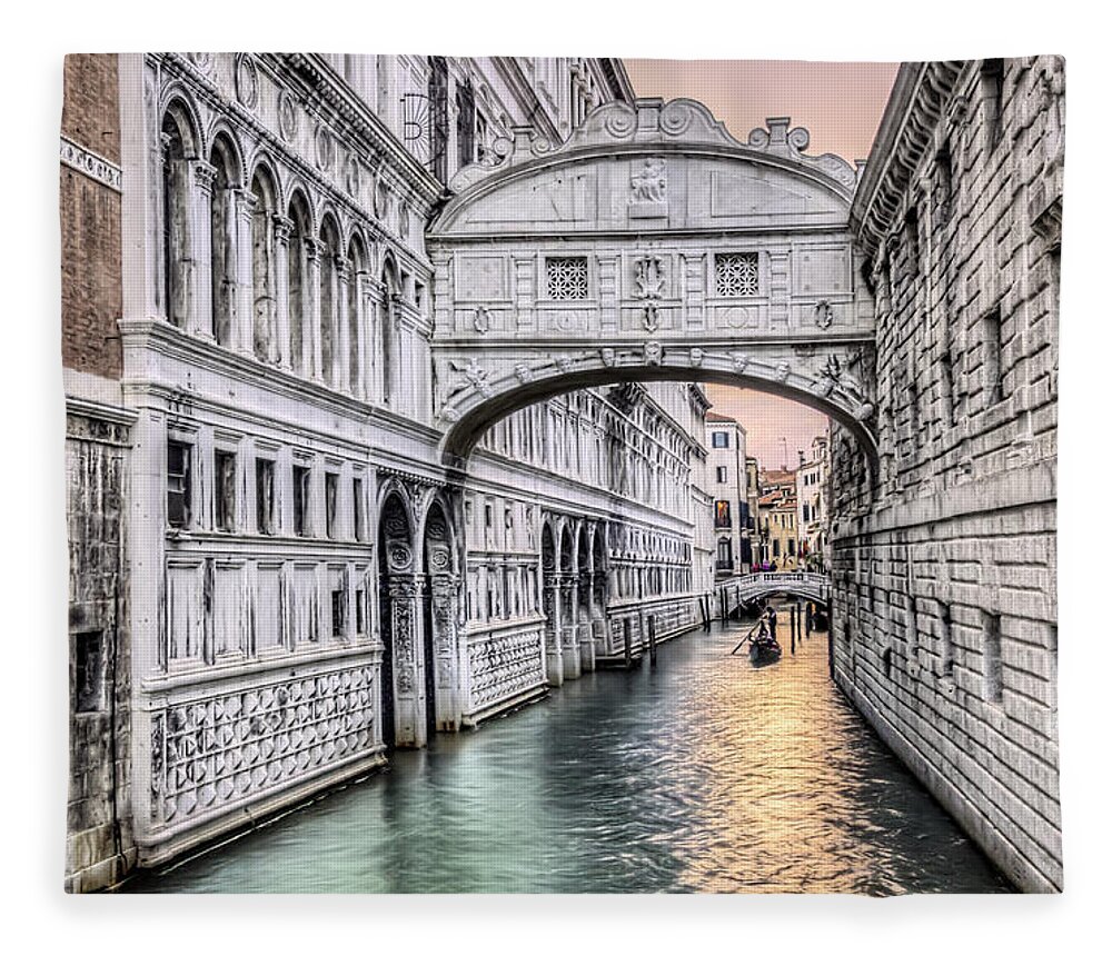 Ancient Fleece Blanket featuring the photograph Bridge of Sighs by Maria Coulson